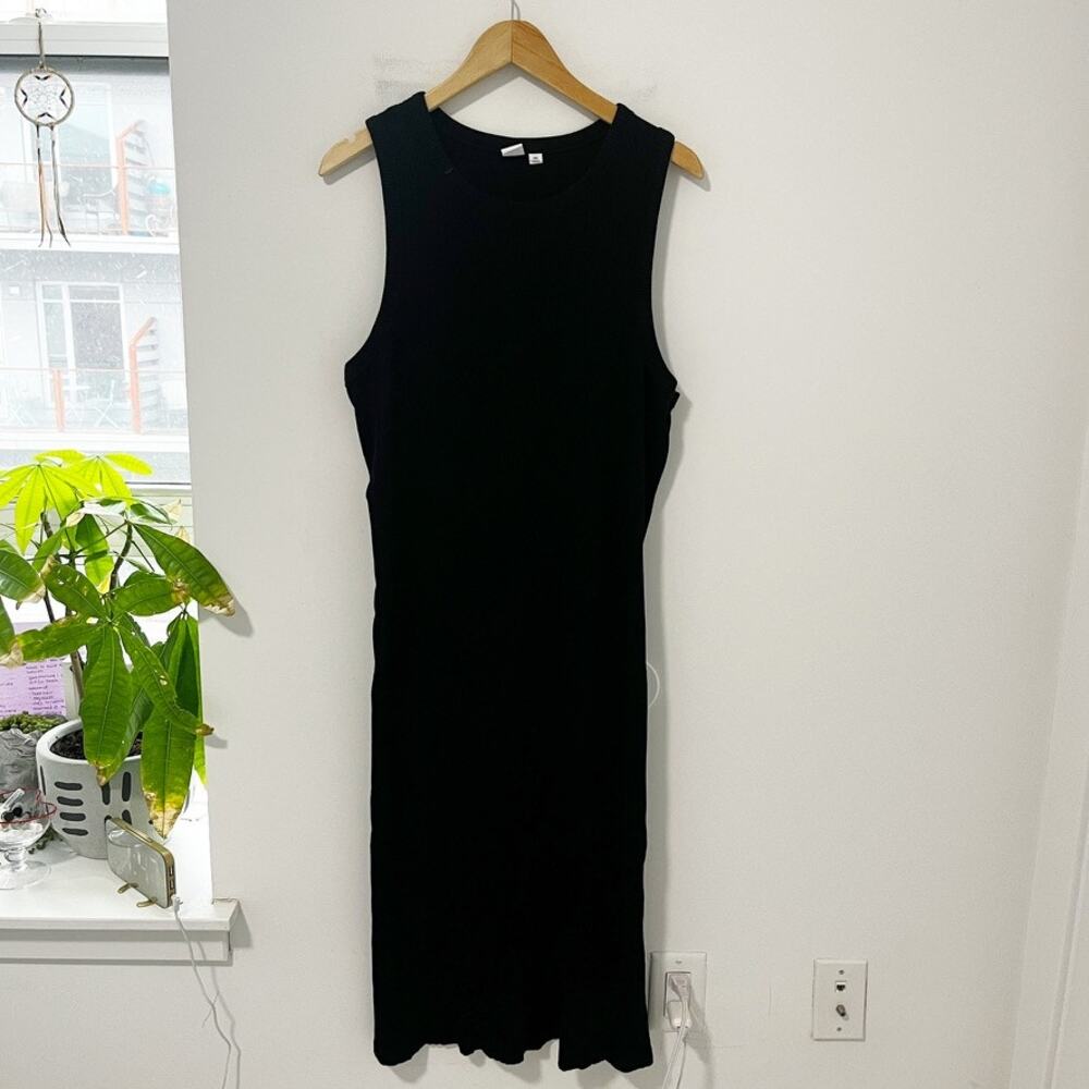 Gap Black Ribbed Knit Midi Dress Size XXL